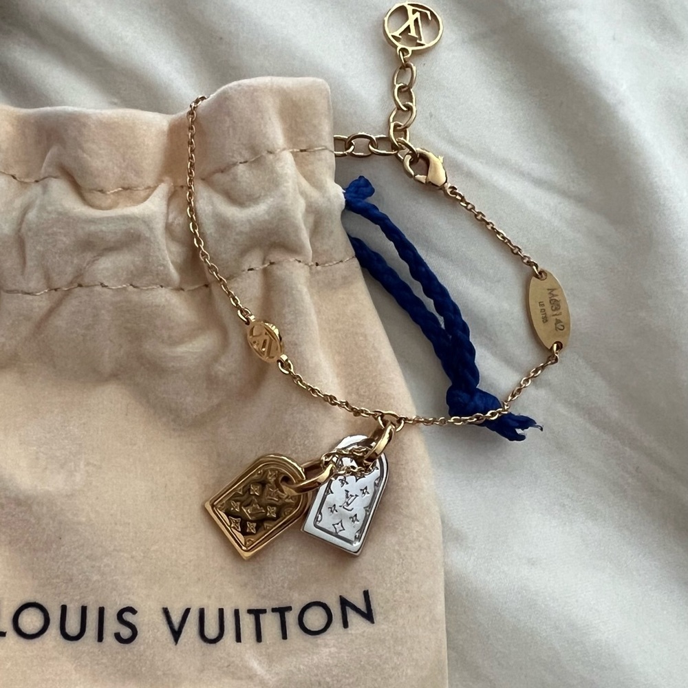 🚨🚨SOLD🚨🚨 Louis vuitton nanogram tag charm gold silver bracelet